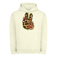 Pigment Pistachio Leopard Floral Peace Sign Urban Hoodie - Jasminsmagicworld
