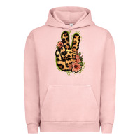 Pigment Salmon Leopard Floral Peace Sign Urban Hoodie - Jasminsmagicworld