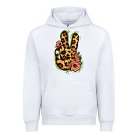 White Leopard Floral Peace Sign Urban Hoodie - Jasminsmagicworld
