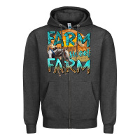 Charcoal Heather farm sweet farm with horses Zipper Hoodie - texasbilliewilder