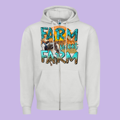 Farm Sweet Farm With Horses Zipper Hoodie Designed By Texasbilliewilder