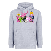 Heather Grey neon western coffee cups Heavyweight Hoodie - Zillion Design Studio