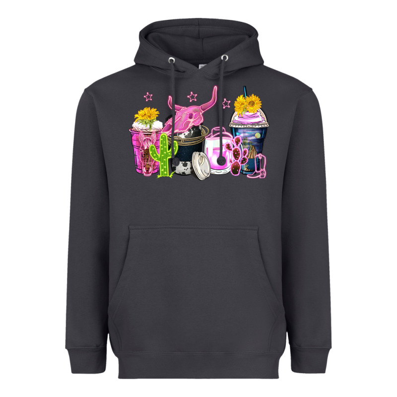 Neon Western Coffee Cups Heavyweight Hoodie by Zillion Design Studio | Teevron