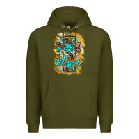 Army Green western cross blessed lily butterfly Premium Hoodie - BarkalooDesign