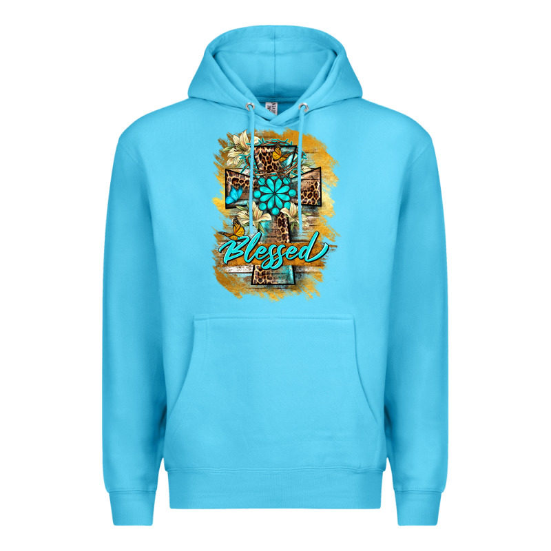 Western Cross Blessed Lily Butterfly Premium Hoodie by BarkalooDesign | Teevron