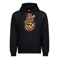 Black Pink Glitter Leopard Peace Sign Urban Hoodie - Jasminsmagicworld