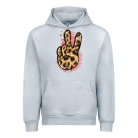 Heather Grey Pink Glitter Leopard Peace Sign Urban Hoodie - Jasminsmagicworld