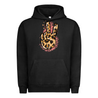Pigment Black Pink Glitter Leopard Peace Sign Urban Hoodie - Jasminsmagicworld