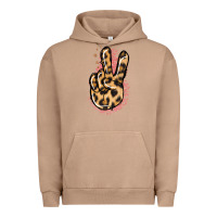 Pigment Burro Pink Glitter Leopard Peace Sign Urban Hoodie - Jasminsmagicworld
