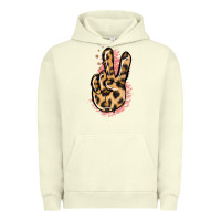 Pigment Pistachio Pink Glitter Leopard Peace Sign Urban Hoodie - Jasminsmagicworld