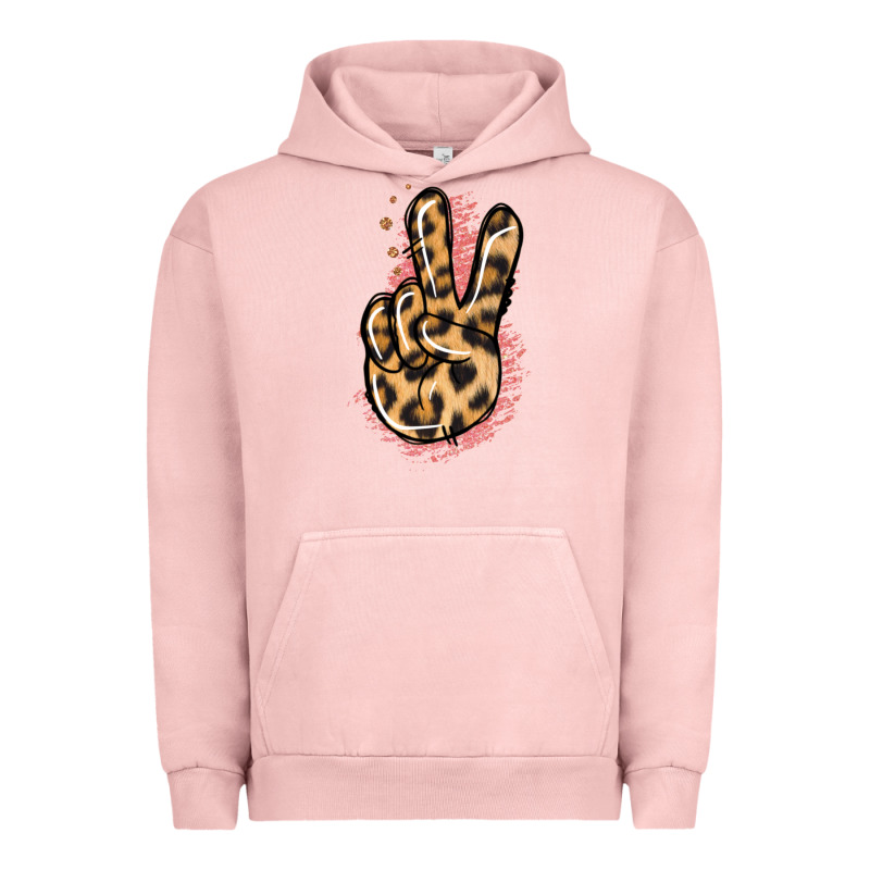 Pink Glitter Leopard Peace Sign Urban Hoodie by Jasminsmagicworld | Teevron