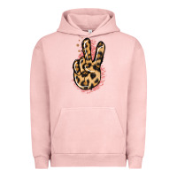 Pigment Salmon Pink Glitter Leopard Peace Sign Urban Hoodie - Jasminsmagicworld