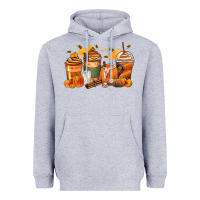 Heather Grey pumpkin spice latte coffee cups Heavyweight Hoodie - Zillion Design Studio