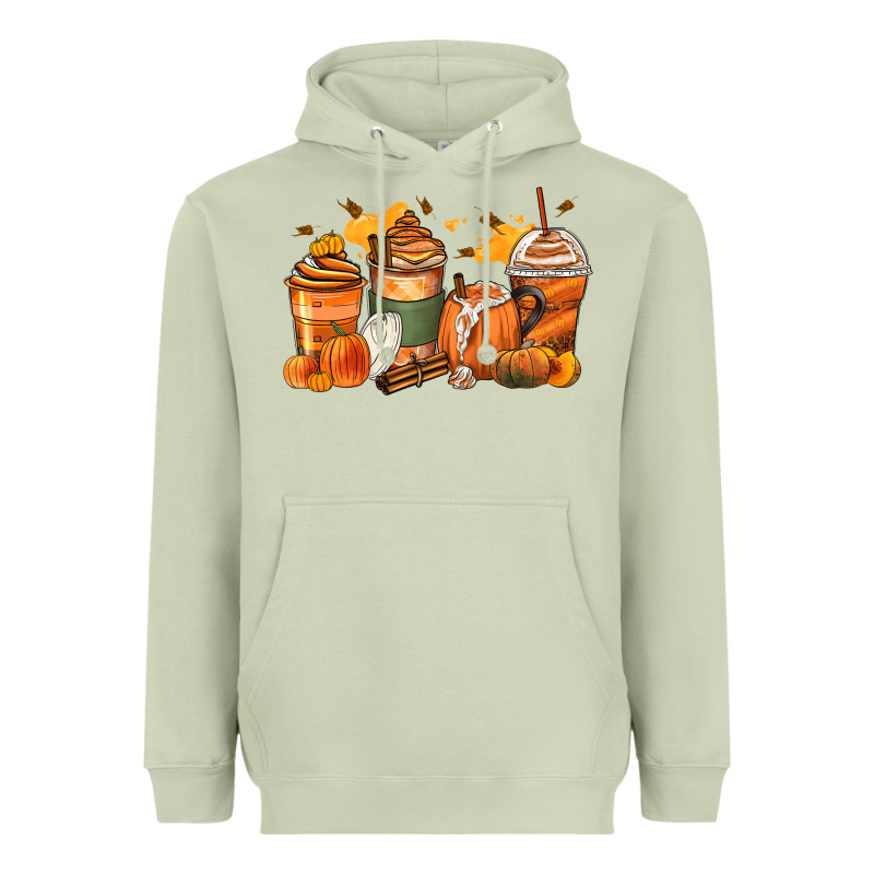 Pumpkin Spice Latte Coffee Cups Heavyweight Hoodie by Zillion Design Studio | Teevron