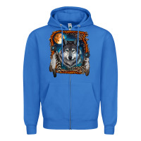 True Royal Wolf And Feathers Zipper Hoodie - RanaPortraitStore