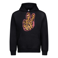 Black Gold Glitter Pink Leopard Peace Sign Urban Hoodie - Jasminsmagicworld
