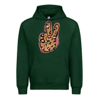 Forest Green Gold Glitter Pink Leopard Peace Sign Urban Hoodie - Jasminsmagicworld