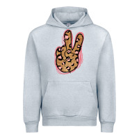 Heather Grey Gold Glitter Pink Leopard Peace Sign Urban Hoodie - Jasminsmagicworld
