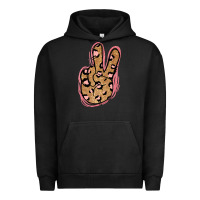 Pigment Black Gold Glitter Pink Leopard Peace Sign Urban Hoodie - Jasminsmagicworld