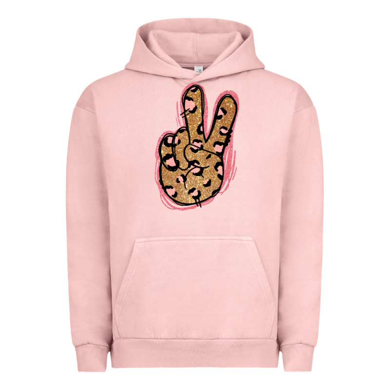 Gold Glitter Pink Leopard Peace Sign Urban Hoodie by Jasminsmagicworld | Teevron