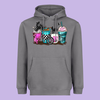 Motocross Coffee Cups Heavyweight Hoodie Designed By Zillion Design Studio