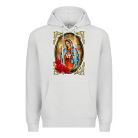 Dove Grey our lady of guadalupe frame Premium Hoodie - BarkalooDesign