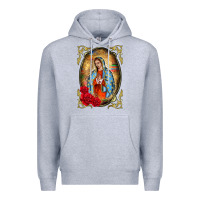 Heather Grey our lady of guadalupe frame Premium Hoodie - BarkalooDesign
