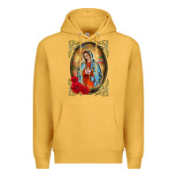 Mustard our lady of guadalupe frame Premium Hoodie - BarkalooDesign