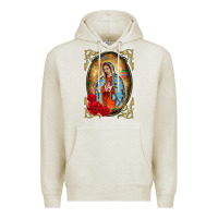Oatmeal Heather our lady of guadalupe frame Premium Hoodie - BarkalooDesign