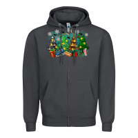 Smoke christmas trees with hockey Zipper Hoodie - Zillion Design Studio