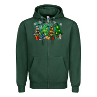 Sports Green christmas trees with hockey Zipper Hoodie - Zillion Design Studio