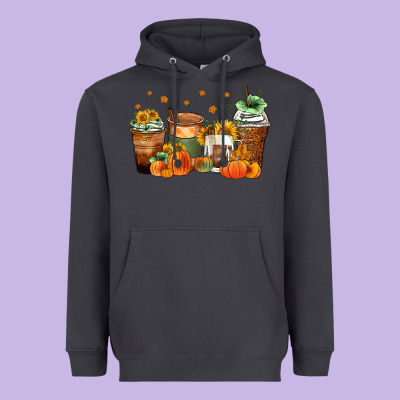 Fall Coffee Cups Heavyweight Hoodie Designed By Zillion Design Studio