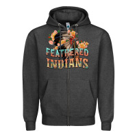 Charcoal Heather feathered indians Zipper Hoodie - texasbilliewilder