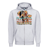 Heather Grey feathered indians Zipper Hoodie - texasbilliewilder