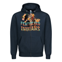 Navy feathered indians Zipper Hoodie - texasbilliewilder