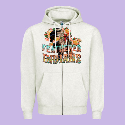 Feathered Indians Zipper Hoodie Designed By Texasbilliewilder