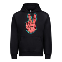 Pink Floral Glitter Peace Sign Urban Hoodie | Teevron