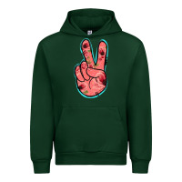 Forest Green Pink Floral Glitter Peace Sign Urban Hoodie - Jasminsmagicworld