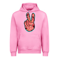 Fuchsia Pink Pink Floral Glitter Peace Sign Urban Hoodie - Jasminsmagicworld