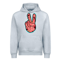 Heather Grey Pink Floral Glitter Peace Sign Urban Hoodie - Jasminsmagicworld