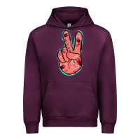Mauve Wine Pink Floral Glitter Peace Sign Urban Hoodie - Jasminsmagicworld