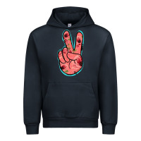 Navy Pink Floral Glitter Peace Sign Urban Hoodie - Jasminsmagicworld