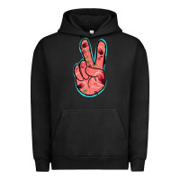 Pigment Black Pink Floral Glitter Peace Sign Urban Hoodie - Jasminsmagicworld