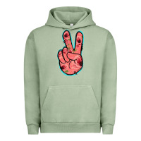 Pigment Oil Green Pink Floral Glitter Peace Sign Urban Hoodie - Jasminsmagicworld