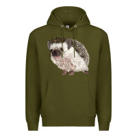 Army Green Hedgehog Illustrations Premium Hoodie - LillyAllenDesigns