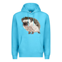 Ocean Blue Hedgehog Illustrations Premium Hoodie - LillyAllenDesigns