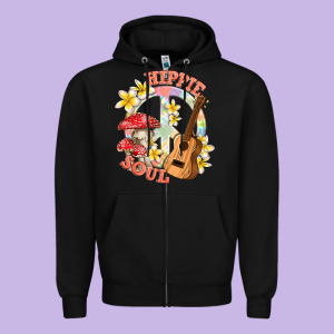 Hippie Soul With Peace Zipper Hoodie Designed By Texasbilliewilder