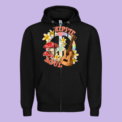 Hippie Soul With Peace Zipper Hoodie Designed By Texasbilliewilder
