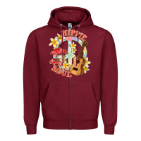 Burgundy hippie soul with peace Zipper Hoodie - texasbilliewilder