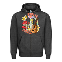 Charcoal Heather hippie soul with peace Zipper Hoodie - texasbilliewilder
